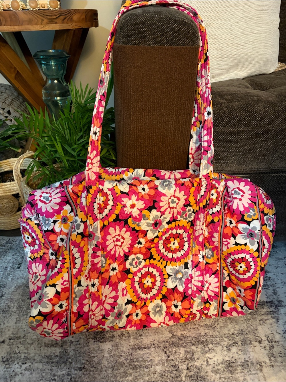 Vera Bradley  Quilted duffel  Bag in Pink and Orange